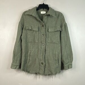 Vicolo Tweed Button Up Shirt Fringe Long‎ Sleeve